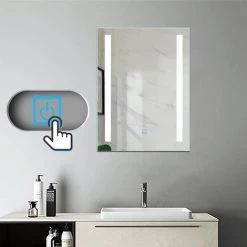 AICA SANITAIRE Miroir Salle De Bain 60x45cm Anti-buée Mural Lumière Illumination Avec éclairage LED