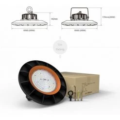 Anten 200W UFO Projecteur LED Dimmable Projecteur LED D'éclairage Industriel Suspension IP65 Phare De Travail Spot Lumière Éxtérieur Et Indérieur Blanc Froid 6000K (Variateur Non Compris) -Pas Cher Eclairage professionnel Magasin 16904963 5