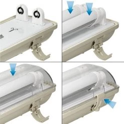 ECD GERMANY Applique Murale LED Lampe Luminaire Résistant à L'humidité Cave Tubes 2x 120 Cm -Pas Cher Eclairage professionnel Magasin 19168874 4