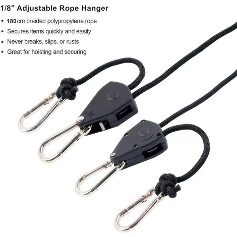 BEARSU Paire De 1/20,3 Cm Heavy Duty Réglable Lampes De Culture à Cliquet Corde Cintre Yoyo Pour Installations De Lampes De Culture Et De Jardinage 4 BEARSU Paire De 1/20,3 Cm Heavy Duty Réglable Lampes De Culture à Cliquet Corde Cintre Yoyo Pour Installations De Lampes De Culture Et De Jardinage – Image 2