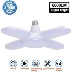 DEVENIRRICHE Éclairage De Garage à LED 60W, E27 6000 Lumens Plafonnier De Sécurité,Lampe D'atelier Déformable à 4 Panneaux Ajustables,Super Brillant Lumière Du Jour Pour Garage, Entrepôt, Atelier, Gym, Cuisine -Pas Cher Eclairage professionnel Magasin 25590778 3