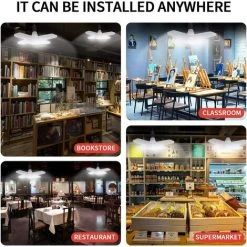 LONGZIMING Éclairage De Garage à LED 60W, E27 6000 Lumens Plafonnier De Sécurité,Lampe D'atelier Déformable à 4 Panneaux Ajustables,Super Brillant Lumière Du Jour Pour Garage, Entrepôt, Atelier, Gym, Cuisine -Pas Cher Eclairage professionnel Magasin 26552748 5