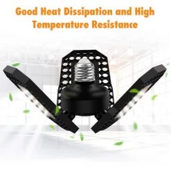 ASUPERMALL Lumiere De Garage A Led, Lumiere De Haute Baie De Deformation D'Eclairage, Entrepot D'Usine Pliant La Lumiere A Trois Feuilles 6000K Lumiere Blanche 40W -Pas Cher Eclairage professionnel Magasin 26705558 3