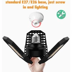 ASUPERMALL Lumiere De Garage A Led, Lumiere De Haute Baie De Deformation D'Eclairage, Entrepot D'Usine Pliant La Lumiere A Trois Feuilles 6000K Lumiere Blanche 40W -Pas Cher Eclairage professionnel Magasin 26705558 4