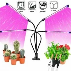 THSINDE Lampe LED Horticole Croissance Floraison Grow Light Avec 360° Adjustable Agrafe 3/6/12H Minuterie 9 Luminosité
