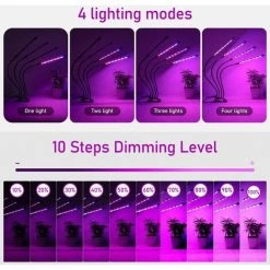 LITZEE Lampe De Plante, 80 LEDs Lampe De Croissance à 360° Éclairage Horticole Avec, Lampe Pour Plante 4 Têtes Lampe Croissance Spectre Complet Avec Chronométrage AUTO - ON / OFF 4H / 8H / 12H -Pas Cher Eclairage professionnel Magasin 27181626 3