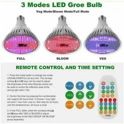THSINDE Ampoule LED Horticole 50W E27 à Spectre Complet -Lampe De Croissance Et Floraison Pour Culture De Plante Intérieure - Avec Télécommande Multimode - Grow Light,Facile à Utiliser -Pas Cher Eclairage professionnel Magasin 28684266 4