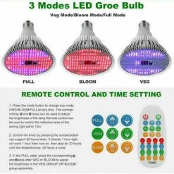 THSINDE Ampoule LED Horticole E27 à Spectre Complet -Lampe De Croissance Et Floraison Pour Culture De Plante Intérieure - Avec Télécommande Multimode - Grow Light(50W),Facile à Utiliser -Pas Cher Eclairage professionnel Magasin 28684273 4