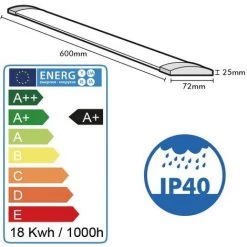 ARUM LIGHTING Réglette LED Extra Plate LINE 16W IP40 1800Lm 60cm | Température De Couleur: Blanc Neutre 4000K -Pas Cher Eclairage professionnel Magasin 30055102 4