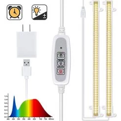 BETTERLIFE LED Cultiver Des Bandes Légères Spectrum Complet Pour Les Plantes D'intérieur Auto ON & OFF Timer, 20W Grow Lamp 4 Niveau Dimmable, Barre De Lumière Soleil Grow Bar 96 LED, Pour SPIGNES HYDROPONICS Garden