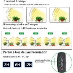 VERSAILLESFR Lampe Pour Plantes Interieur,315 LEDs Lampe LED Horticole, Chronométrage AUTO - ON/OFF, 3 Heads Spectre Complet Lampe De Croissance Pour Semis, Succulentes, Orchidee -Pas Cher Eclairage professionnel Magasin 40003769 3