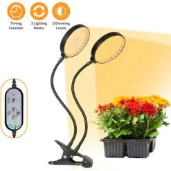 HAPPYSHOPPING LED Elevent La Lumiere A Spectre Complet Lumiere Blanche 4/8/12H Minuterie 5 Luminosite Leves Clip Plante Lumiere Croissante Pour Les Semis De Plantes D'interieur Sunlike Reglable Col De Cygne Plante USB Lampes De Croissance, Modele: Type 2 - Modele : Typ -Pas Cher Eclairage professionnel Magasin 42102250 5