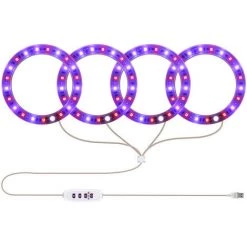 ASUPERMALL Lampe De Croissance Des Plantes A Led A Quatre Tetes, Lampe De Plantes A Spectre Complet Usb, Synchronisation Intelligente, Gradation A Cinq Vitesses, Rouge Et Bleu -Pas Cher Eclairage professionnel Magasin 42506946 3