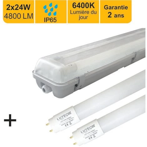 LUTECE-ARC Boitier étanche Traversant 150cm + 2 Tubes LED 2x24W 4800lm 6500K 3 LUTECE-ARC Boitier étanche Traversant 150cm + 2 Tubes LED 2x24W 4800lm 6500K