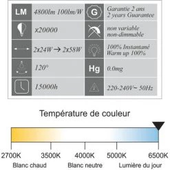 LUTECE-ARC Boitier étanche Traversant 150cm + 2 Tubes LED 2x24W 4800lm 6500K 8 LUTECE-ARC Boitier étanche Traversant 150cm + 2 Tubes LED 2x24W 4800lm 6500K -Pas Cher Eclairage professionnel Magasin 43459269 3