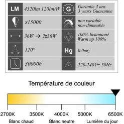 LUTECE-ARC Réglette LED Intégrée IP20 36W 4320lm - 6500K Lumière Du Jour -Pas Cher Eclairage professionnel Magasin 43459922 3