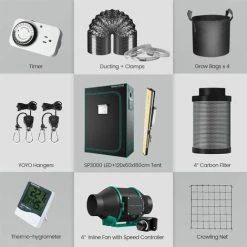 Mars Hydro SP 3000 Eclairage Horticole LED Grow Light Samsung LED+120x60cm Grow Tente Chambre De Culture Indoor Grow Box+filtre à Charbon+ventilateur En Ligne LED Horticole Hydroponique Kit -Pas Cher Eclairage professionnel Magasin 43902558 5
