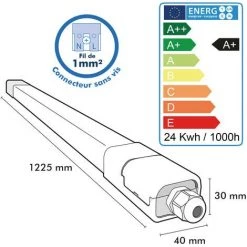 ARUM LIGHTING Lot De 25 Reglettes LED Etanche 24W 120cm IP65 Eq200W PANAMA | Température De Couleur: Blanc Neutre 4000K -Pas Cher Eclairage professionnel Magasin 45382037 5