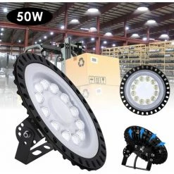 HIGHSAM 50W à 500W UFO 6000K LED Rond Industriel Projecteur - 50W