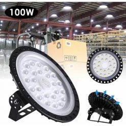 HIGHSAM 50W à 500W UFO 6000K LED Rond Industriel Projecteur - 100W