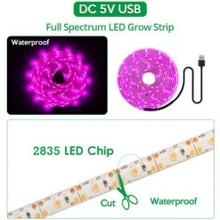 SUPERSELLER Eclairage Horticole LED élèvent La Lumière à Spectre Complet USB élèvent La Bande Lumineuse 2835 SMD DC5V LED Phyto Tape Pour Les Plantes à Graines Fleurs Serres Intérieur Légume Fleur Semis Fitolampy, 0.5M - 0.5M -Pas Cher Eclairage professionnel Magasin 48888929 4