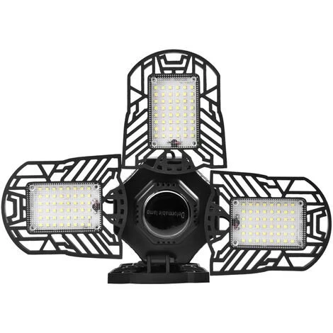KARTOKNER Éclairage De Garage à LED,120W 12000LM E26 Deformable Lampe Avec 4 Panneaux Ajustables 3200K Hight Bay Light,Plafonnier LED Pour Garage Sous-sol Atelier Cave(Lumière Chaude) 3 KARTOKNER Éclairage De Garage à LED,120W 12000LM E26 Deformable Lampe Avec 4 Panneaux Ajustables 3200K Hight Bay Light,Plafonnier LED Pour Garage Sous-sol Atelier Cave(Lumière Chaude)