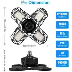 KARTOKNER Éclairage De Garage à LED,120W 12000LM E26 Deformable Lampe Avec 4 Panneaux Ajustables 3200K Hight Bay Light,Plafonnier LED Pour Garage Sous-sol Atelier Cave(Lumière Chaude) 8 KARTOKNER Éclairage De Garage à LED,120W 12000LM E26 Deformable Lampe Avec 4 Panneaux Ajustables 3200K Hight Bay Light,Plafonnier LED Pour Garage Sous-sol Atelier Cave(Lumière Chaude) -Pas Cher Eclairage professionnel Magasin 50064086 2