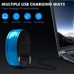 TANABATA 2PCS Brassard Lumineux LED Rechargeable, Brassard Reflechissant LED Running, Bande Clignotant Ajustable Bracelet Lumineux LED De Sécurité Pour Enfant Ou Adult -Pas Cher Eclairage professionnel Magasin 50907232 4