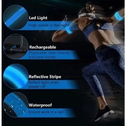 TANABATA 2PCS Brassard Lumineux LED Rechargeable, Brassard Reflechissant LED Running, Bande Clignotant Ajustable Bracelet Lumineux LED De Sécurité Pour Enfant Ou Adult -Pas Cher Eclairage professionnel Magasin 50907232 5