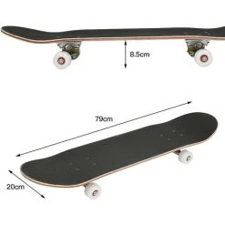 HALOYO Planche à Roulettes En Bois D'Erable à Skateboard Couleur Noir 79 * 20 * 8,5 Cm Planche à Roulettes Silencieuse à Quatre Roues En érable -Pas Cher Eclairage professionnel Magasin 51649601 5