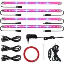 LONGZIMING IP65 Lampe Horticole Culture Indoor 40W LED Horticole T5 Grow LED Avec Minuterie 3H/6H/12H Et Luminosité Dimmable 25%/50%/75%/100% Pour Intérieur/Serre/Hydroponique/Grow Box Culture [4Pcs]