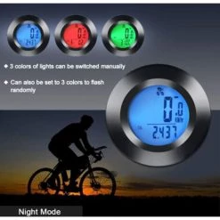 Ordinateur De Vélo Sans Fil, Compteur De Vitesse Rond à Rétroéclairage LCD 3 Couleurs, Compteur Kilométrique De Vélo étanche Multifonctionnel Pour Le Suivi De La Distance, De La Vitesse, De La Température (noir)-BISBISOUS -Pas Cher Eclairage professionnel Magasin 53815780 3
