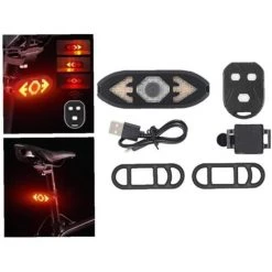 Lampe Arrière De Vélo Clignotant à Distance Sans Fil Feux Arrière à LED Pour Vélo Facile à Installer Des Pièces De Vélo (noir)-BISBISOUS