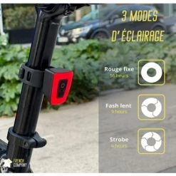 Feu Arrière De Vélo à LED | Éclairage Rouge Clignotant Ou Fixe | Rechargeable Par USB | Étanche | Lumière Puissante 20 LM, 8 LED | Pour Tige De Selle, Casque, Sac à Dos, VTT, Trottinette(Noir)-BISBISOUS -Pas Cher Eclairage professionnel Magasin 53815883 3