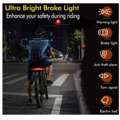 Feu Arrière De Vélo Télécommandé, Clignotant Et Feu De Freinage Avec Alarme Antivol, Feu De Sonnette électrique (noir)-BISBISOUS -Pas Cher Eclairage professionnel Magasin 53815927 5