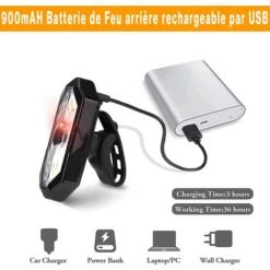 Clignotant Velo Et Feu Arrière Avec Effet Sonore, Télécommande Sans-Fil, 5 Modes D'éclairage Différents, Rechargeable USB, Facile à Installer, Soyez Visible Et Indiquez Votre Direction à Tout Moment(Noir)-BISBISOUS -Pas Cher Eclairage professionnel Magasin 53815953 4