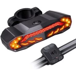 Alarme De Vélo Avec Télécommande Feu Arrière De Vélo Avec Klaxon Clignotant De Vélo 110db Plus Fort Antivol Feu Arrière De Vélo USB Alarme De Vélo Rechargeable Avec Fonction De Direction(Noir)-BISBISOUS