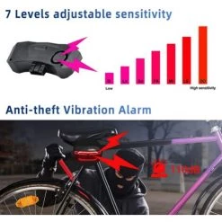 Alarme De Vélo Avec Télécommande Feu Arrière De Vélo Avec Klaxon Clignotant De Vélo 110db Plus Fort Antivol Feu Arrière De Vélo USB Alarme De Vélo Rechargeable Avec Fonction De Direction(Noir)-BISBISOUS -Pas Cher Eclairage professionnel Magasin 53815969 4