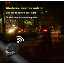 Accessoire Velo - Feu Clignotant Vèlo, Eclairage Arriere Avec Avertissement De Frein D'urgence, Marquage Laser De Piste Cyclable, Télécommande Sans Fil, Feu Rouge Arrière VTT(Noir)-BISBISOUS -Pas Cher Eclairage professionnel Magasin 53815983 3