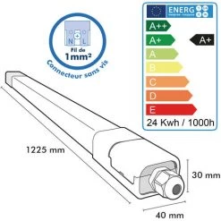 ARUM LIGHTING Lot De 4 Reglettes LED Etanche 24W 120cm IP65 PANAMA | Température De Couleur: Blanc Neutre 4000K -Pas Cher Eclairage professionnel Magasin 54234345 5