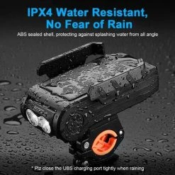 Lumière De Vélo Avant 4 En 1, Phare De Vélo Multifonction Rechargeable Par USB, Lumière Avant De Vélo étanche IPX4(noir)-BISBISOUS -Pas Cher Eclairage professionnel Magasin 54698755 5