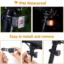 Lumière De Vélo, Feu Arrière De Vélo Rechargeable à 5 Modes De Luminosité, Lumière De Vélo De Montagne étanche IP66(noir)-BISBISOUS -Pas Cher Eclairage professionnel Magasin 54698767 5