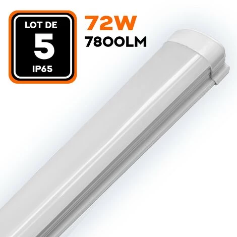 EUROPALAMP LOT DE 5 RÉGLETTES LED 72W 7800LM 120CM ÉTANCHE IP65 BLANC NEUTRE 3 EUROPALAMP LOT DE 5 RÉGLETTES LED 72W 7800LM 120CM ÉTANCHE IP65 BLANC NEUTRE