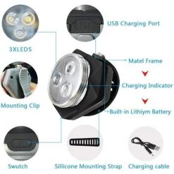 TANABATA Eclairage Vélo Etanche Rechargeable, Lampe De Vélo Avant Et Arrière LED, 4 Modes De Luminosité, Bicyclette Phare Blanc Et Feu Arrière Rouge Imperméable Inclut 2 USB Câble -Pas Cher Eclairage professionnel Magasin 55271579 4