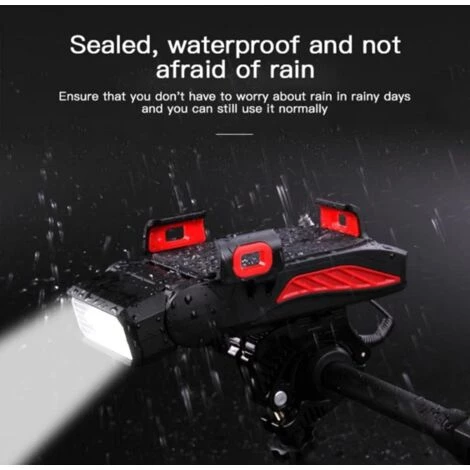 Ensemble D'éclairage De Vélo Rechargeable Par USB Feux Avant De Vélo LED étanche Lampe De Vélo 6 Modes Sonores Klaxon 5 Modes D'éclairage (noir)-BISBISOUS 4 Ensemble D'éclairage De Vélo Rechargeable Par USB Feux Avant De Vélo LED étanche Lampe De Vélo 6 Modes Sonores Klaxon 5 Modes D'éclairage (noir)-BISBISOUS – Image 2