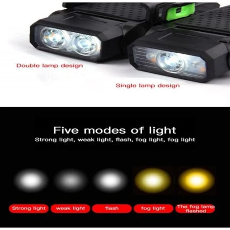 Ensemble D'éclairage De Vélo Rechargeable Par USB Feux Avant De Vélo LED étanche Lampe De Vélo 6 Modes Sonores Klaxon 5 Modes D'éclairage (noir)-BISBISOUS 7 Ensemble D'éclairage De Vélo Rechargeable Par USB Feux Avant De Vélo LED étanche Lampe De Vélo 6 Modes Sonores Klaxon 5 Modes D'éclairage (noir)-BISBISOUS – Image 5