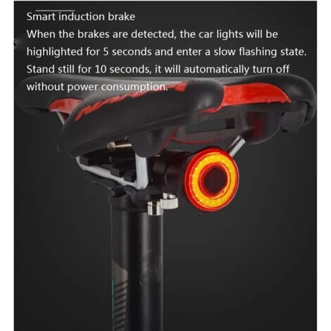 Feu Arrière Intelligent Pour Vélo, Capteur De Frein, Lumière De Vélo, Feu Arrière De Vélo Rechargeable USB IPX6, Feu Arrière étanche Pour Vélo, Accessoires Arrière De Haute Intensité, Adaptés à Tous Les Vélos (noir)-BISBISOUS 4 Feu Arrière Intelligent Pour Vélo, Capteur De Frein, Lumière De Vélo, Feu Arrière De Vélo Rechargeable USB IPX6, Feu Arrière étanche Pour Vélo, Accessoires Arrière De Haute Intensité, Adaptés à Tous Les Vélos (noir)-BISBISOUS – Image 2