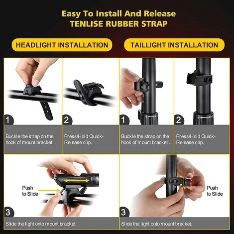 QERSTA Ensemble De Lampes De Vélo Super Lumineuses, Phares Rechargeables USB Puissants Et Feux Arrière. 7 QERSTA Ensemble De Lampes De Vélo Super Lumineuses, Phares Rechargeables USB Puissants Et Feux Arrière. – Image 5