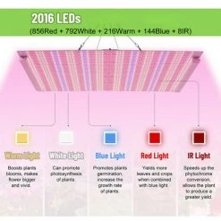 ONEVAN Eclairage Horticole 600W LED Lampe Pour Plantes Spectre Complet Timer Grow Light Pour Plante Intérieure -Pas Cher Eclairage professionnel Magasin 58758092 4