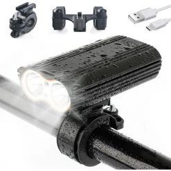 ALMI Lampe Vélo, Avant Lampe Vélo Led Puissantes, Ensemble Lumière, 2400 Lumens Avec 3 Luminosités Ajustables, 4400mAh USB Éclairage Rechargeable , 16 Heures Durée 7Pcs Pour VTT, VTC, Bicycle